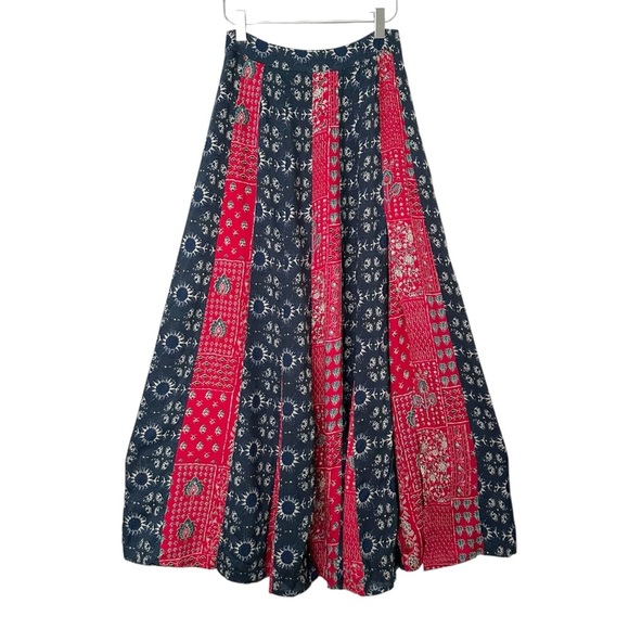 NATURAL LIFE Navy Red Mixed Print Maxi Skirt Bandana Country Coastal Boho Size S - Picture 14 of 14